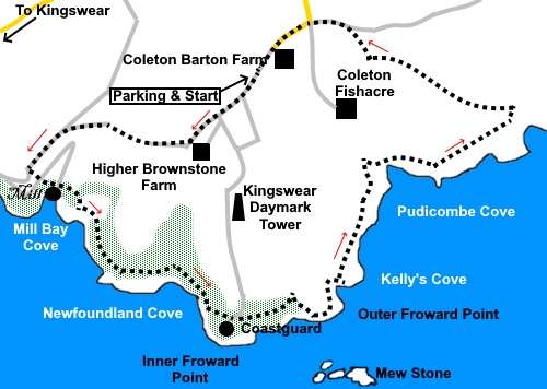 Coleton Coves sketch map.
