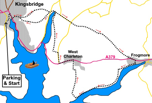 Kingsbridge to Frogmore walk sketch map.