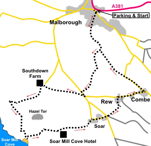 Malborough to Soar Mill Cove sketch map