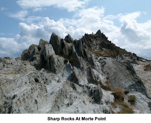 Sharp rocks at Morte Point.