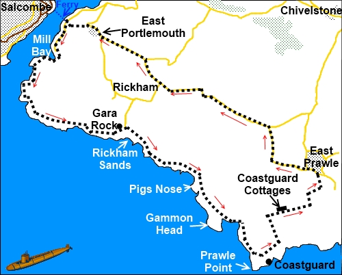 Devon walk Salcombe to East Prawle - sketch map