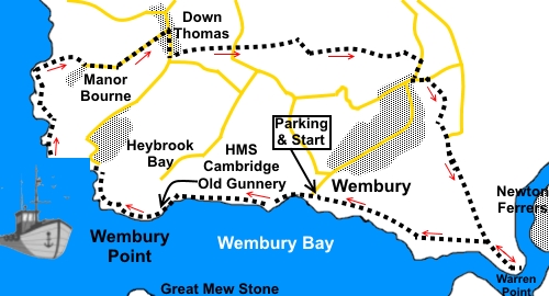 Walk from Wembury to Manor Bourne sketch map