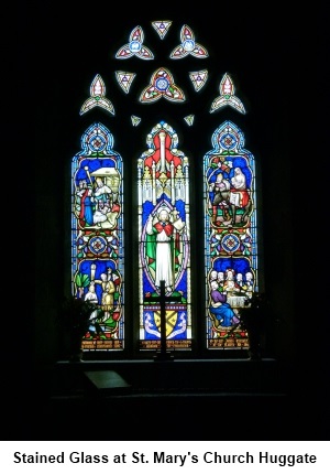 Stained glass window at St Marys Church Huggate