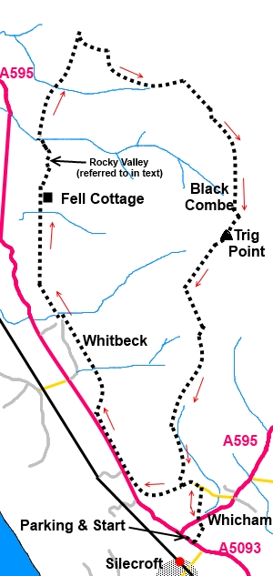 Black Combe walk sketch map.