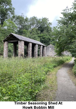 Timber seasoning shed at Howk Bobbib Mill.