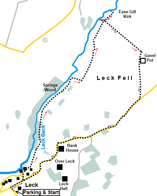 Leck Fell walk sketch map