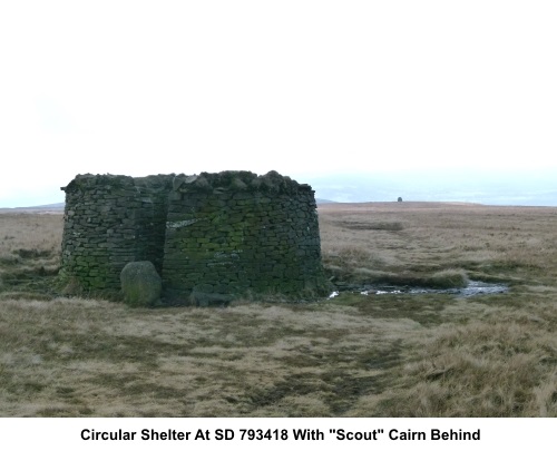 Circular shelter on Pendle Hill