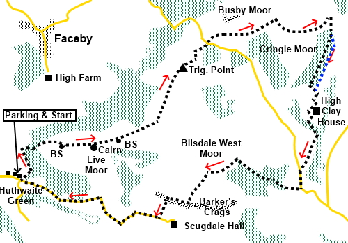 Bilsdale West Moor circuit walk sketch map
