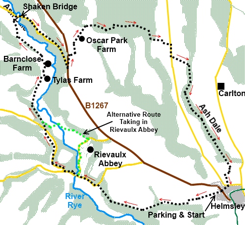 North York Moors walk Helmsley - sketch map