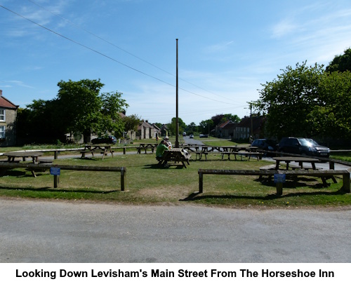 Looking down the main street of Levisham from the Horseshoe Inn.