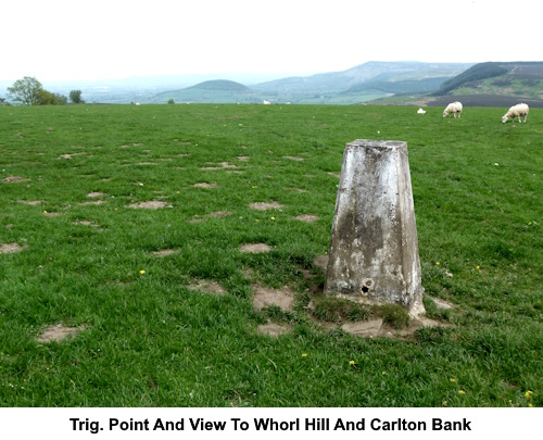 Trig. point and view to Whorl Hill and Carlton Bank.