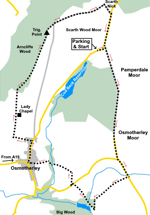 sketch map for Osmotherley Round walk