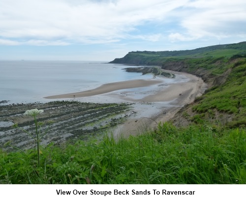 View over Stoupe Beck Sands top Ravenscar.