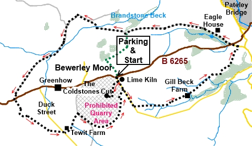Bewerley Moor and Coldstones Cut Sketch map