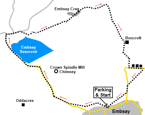 Sketch map for the walk from Embsay to Embsay Crag
