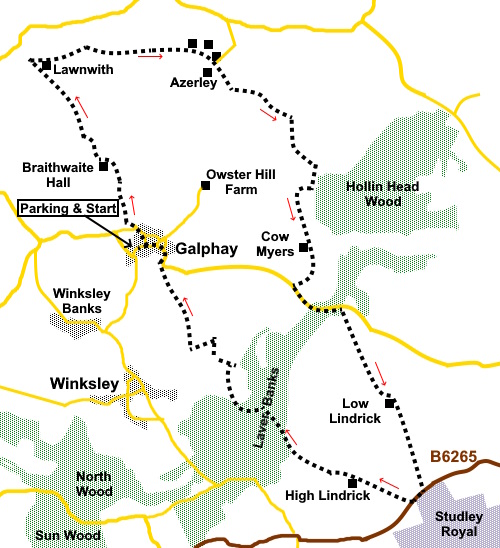 Sketch map for the Galphay circular walk.