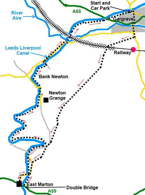 North Yorkshire walk Gargrave to East Marton - skectch map