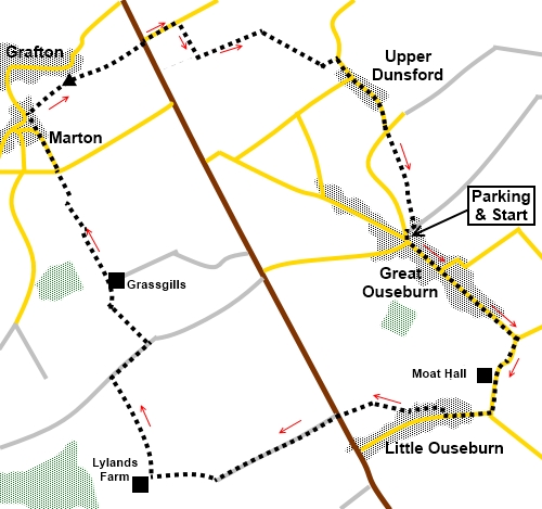 Great Ouseburn circular walk sketch map