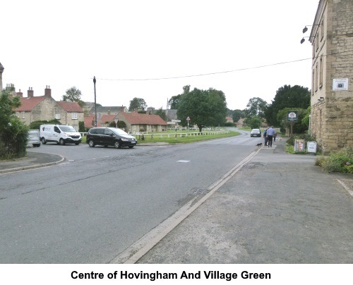 Centre of Hovingham and village green.