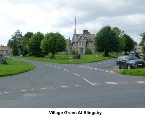 Village green at Slingsby with its maypole.