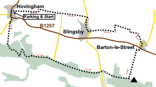 Sketch map for the Hovingham to Barton-le-Street walk.