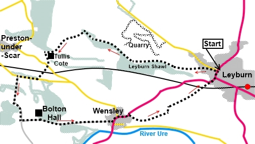 Walk from Leyburn to Wensley sketch map