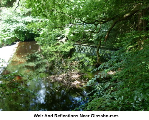 River weir and reflections at near Glasshouses.