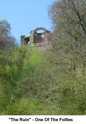 One of the follies in Hackfall Woods known as "The Ruin" - as seen from the pond.