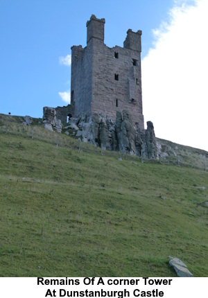 Remains of a corner tower at Dunstanburgh Castle.