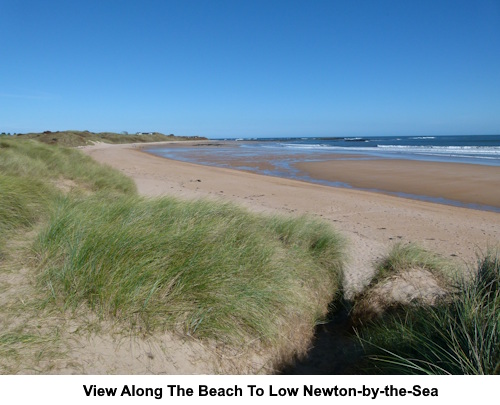 Looking along the beach to Low Newton-by-the-sea.