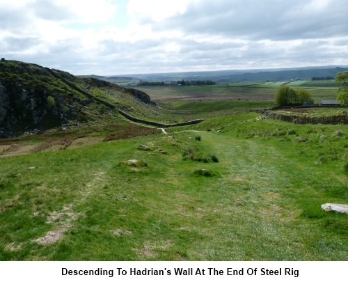 Descending to Hadrians Wall at Steel Rigg