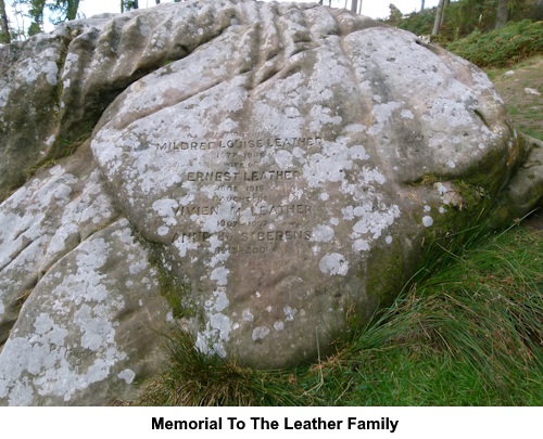 Memorial carved in the rock to the Leather family.