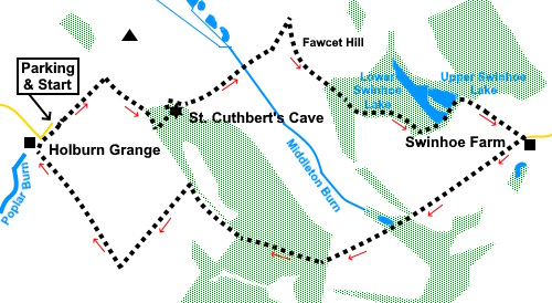 St. Cuthbert's Cave walk map