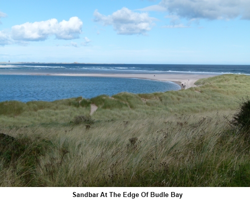 A sandbar at the edge of Budle Bay.