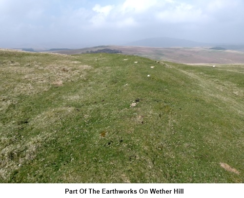 Part of the earthwirks on Wether Hill