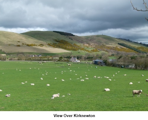 View over Kirknewton to the hill Mon