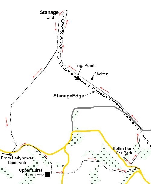 Derbyshire Peak District walk Stannage Edge - sketch map