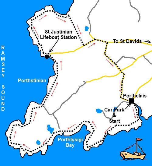 Pembrokeshire walk Porthclais to Whitesand Bay sketch map