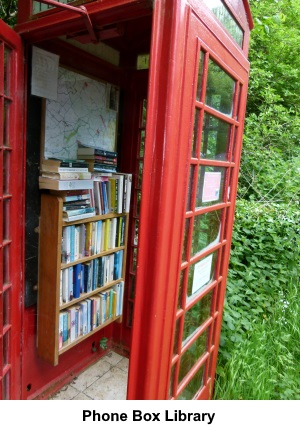 The phone box 'library' en route to Abdon village hall.