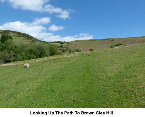 Looking up the path to Brown Clee Hill.