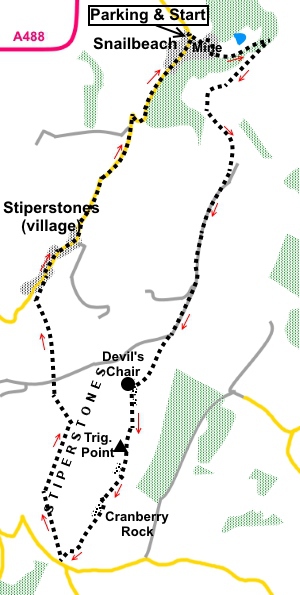 Stiperstones walk sketch map