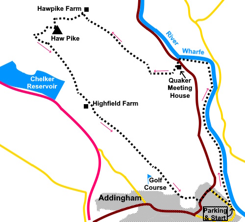 Adingham to Haw Pike sketch map.