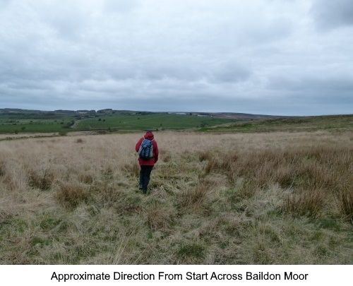 Approximate direction from start of the walk from Baildon Moor to Hawksworth.