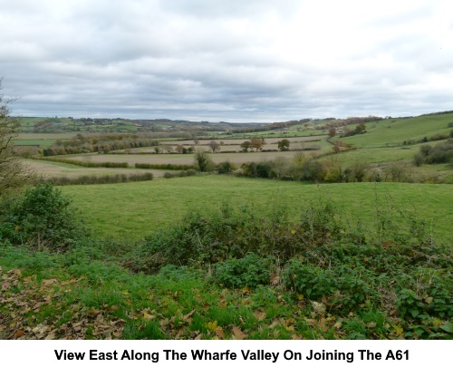 View East along the Wharfe valley on joining the A61.