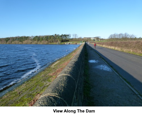 A view along Eccup Reservoir dam.