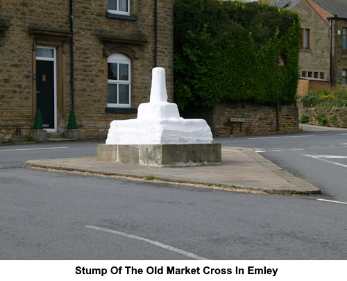 The stump of the old market cross in Emley.