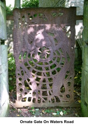 Ornate gate, Waters Road, Marsden