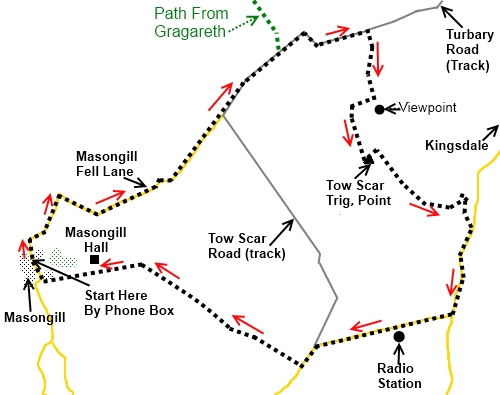 Yorkshire Dales walk Mason Gill and Tow Scar - sketch map