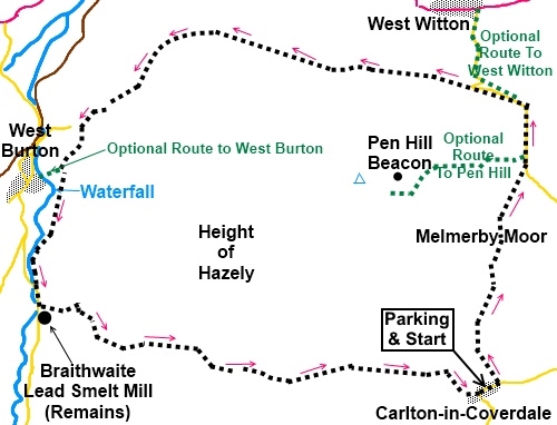 Yorkshire Dales walk Pen Hill Circuit - sketch map