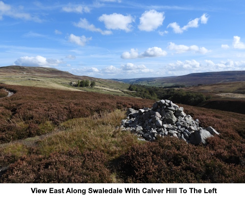 A view looking east along Swaledale with Calver Hill to the left.